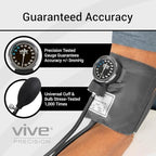 Vive Precision Manual Blood Pressure Cuff - Aneroid Sphygmomanometer with Case - BP Kit Monitor for Adults, Nurses - One Hand, One Tube Upper Arm Cuff Machine - BPM Meter Device for Professionals