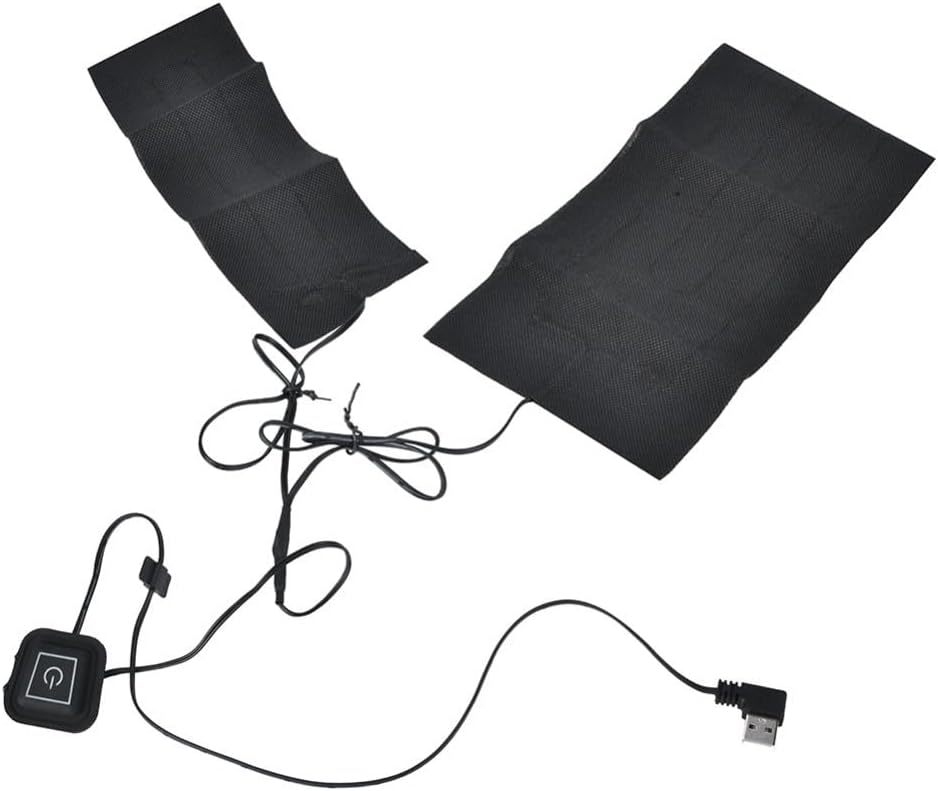 USB Electric Heating Pad Set 5V 2A Adjustable Temperature Fiber Heating Pad with LED Indicators for Cold Weather Outdoor Use(Black)