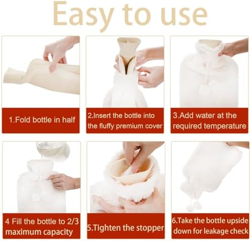 WUWEOT Set of 2 Hot Water Bottle with Soft Cover, 2 Liter Rubber Water Pad, Hot Compress Bag and Cold Therapy Bag for Headaches, Cramps, Arthritis, Back Pain, Sore Muscles, Pain Relief, Neck