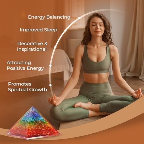 Orgone Pyramid of Success – 7 Chakra Orgonite Pyramid for Healing, Meditation, Stress Relief, Positive Energy & Chakra Balancing