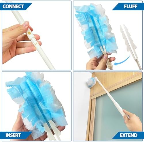 KEUYE Replacement Handles Compatible with Swiffer Duster Refill, Extended Handle, Adjustable Length Handles only (1pcs)