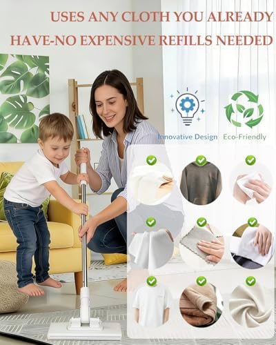 Convenient Any Cloth Changing Mini Lazy Snap Grip Mop Wet and Dry Click on Automatic Gripping Zero Touch for Home Use Portable Quick Small Cleaning Clip Set Hands Free Dust Kitchen Floor