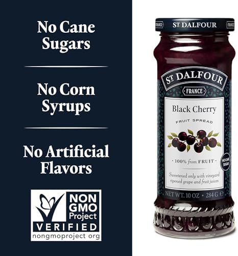 St. Dalfour Black Cherry Fruit Spread - 10oz - 100% from Fruit, No Artificial Ingredients, Non-GMO, No Cane Sugars, All Natural, Made in France