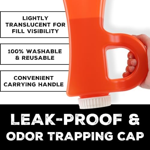 2011mL (68oz) Leak & Spill-Proof Portable Urinals for Men - Outdoor Male Urine Bottle for Trucker, Hunting, Travel, Camping, Hospital - Funny Novelty Gag Gift for Him, Orange