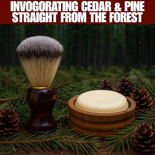 G.B.S GENTS Men's Classic Wooden Shaving Set Shaving Brush with Wooden Stand And 3.5 Inches Diameter Shaving Soap Bowl