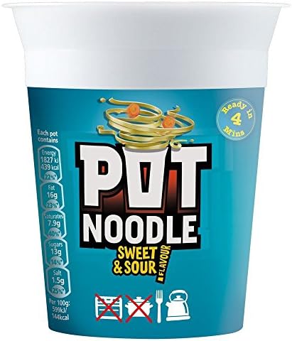 Pot Noodle Sweet & Sour Flavour - 90g - Pack of 4 (90g x 4)
