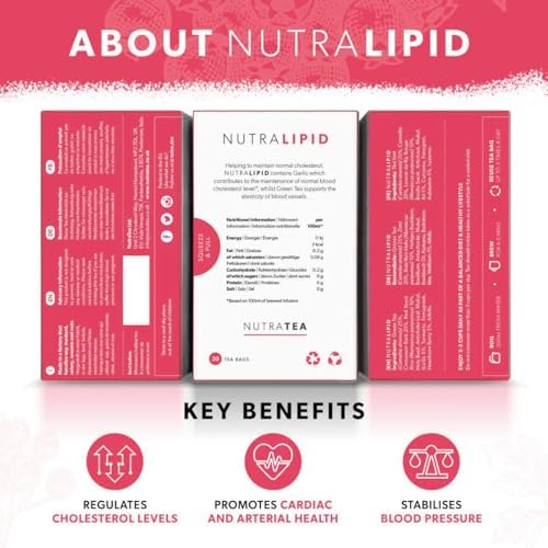 NUTRALIPID - Lipid Management Tea | Cholesterol Tea – Supports Cholesterol Levels and Heart Health – Includes Red Yeast Rice & Fenugreek - 40 Enveloped Tea Bags - by Nutra Tea - Herbal Tea - (2 Pack)