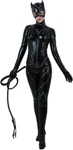 miccostumes Women's Fullbody Black Catsuit Halloween Cosplay Deluxe Costume Whip Zipper Patch