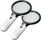 2 Pack Magnifier 3 LED Light, Marrywindix 3X 45X Handheld Magnifier Reading Magnifying Glass Lens Jewelry Loupe