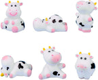 MAOMIA 6 Pcs Cow Figures for Kids, Cute Animal Toys Set Cake Toppers Cow Fairy Garden Miniature Figurines Collection Playset Moss Landscape DIY Terrarium Crafts Ornament