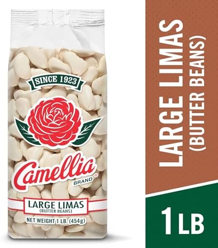 Camellia Brand Dried Large Lima Beans – Premium White Butter Beans for Southern Cooking, Soups, Stews & Casseroles – Non-GMO, Gluten-Free, Vegan, Vegetarian, High Protein, High Fiber, 1 Pound (Pack of 2)