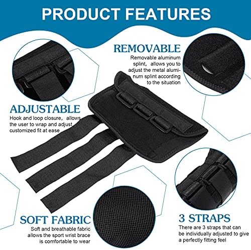 SATINIOR 2 Pack Carpal Tunnel Wrist Brace Night Wrist Sleep Support with Metal Splint Adjustable Compression Strap for Women Men Tendinitis Sports Sprained Pain Relief(Right and Left Hand,Black)