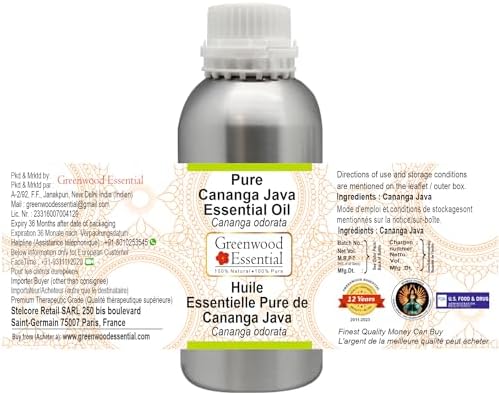 Greenwood Essential Pure Cananga Java Essential Oil (Cananga odorata) Steam Distilled 300ml (10.1 oz)