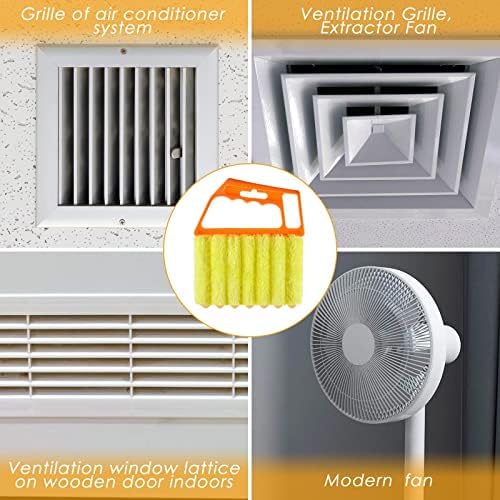 Geiserailie 2 Pcs Window Venetian Blind Cleaner Duster Tool Washable 7 Fingers Dusting Cleaner and Air Vent Shutter Brush Blinds Air Conditioner Fan Duster Dirt Housekeeping Tool (Orange Handle)