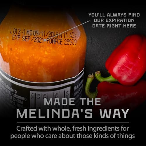 Melinda’s Ghost Pepper Wing Sauce - 1 Pack 12 Oz &Mini - Gourmet Spicy Hot Sauce - Made with Fresh Ingredients, Ghost Peppers (Bhut Jolokia), Habanero Pepper, Carrot, Garlic, Lime - Vegan, Gluten Free
