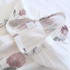 REHJJDFD Women's Cotton Print Gauze Pajamas Long Sleeves Trousers Casual Loose Sleepwear 2 Piece