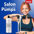 Bar5F 1-Liter Pumps for Shampoo and Conditioner Bottles for 33.8-Ounce Professional Salon Brands (White & Black)
