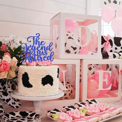 Rsstarxi 1 Pack The Legend Has Retired Cake Topper Blue Glitter Goodbye Tension Hello Pension Retired Party Cake Pick for Happy Retirement Farewell Party Cake Decorations