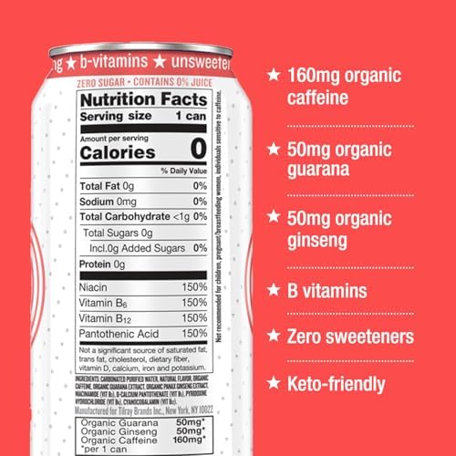 Hiball Clean Energy Drink - Grapefruit - Zero Sugar, Zero Calorie Sparkling Water with 160mg Organic Caffeine, 50mg Organic Ginseng, 50mg Organic Guarana and B Vitamins - 16 fl oz (8-Pack)