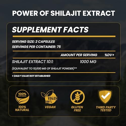 MORARE 150 Shilajit Capsules Himalayan Shilajit for Men & Women, 75 Days Supply, 10,000mg Equivalent per Serving with 85+ Trace Minerals & Fulvic Acid Shilajit Helps Boost Energy & Stamina