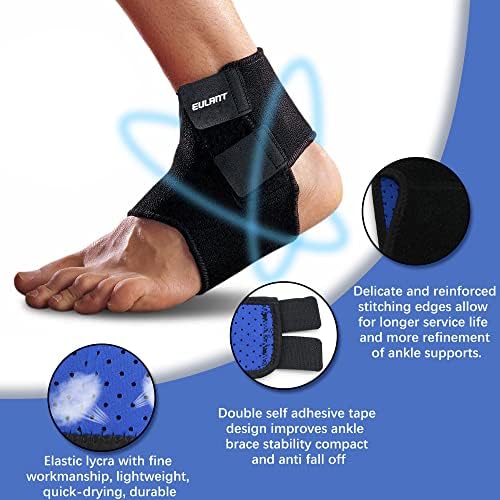 Kids/Youth Ankle Brace, Adjustable Breathable Ankle Support Plantar Fasciitis Compression Sleeve Foot Brace Heel Protector Wrap for Protection Tendonitis & Sprain Ankle Pain Relief（Black,S