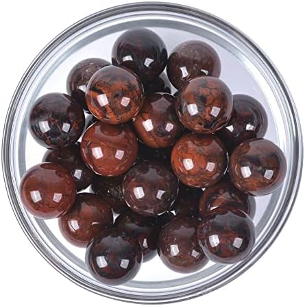 Justinstones Natural Red Brecciated Jasper Tumble 20mm Gemstone Healing Crystal Energy Ball Round Sphere Specimen Collection Pocket Palm Worry Stone(Pack of 5)