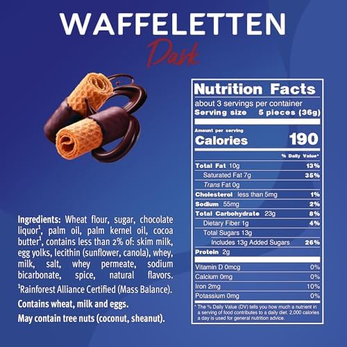 Bahlsen Waffeletten Dark Chocolate Dipped Cookies (12 boxes) - Delicate wafer rolls dipped in rich dark European chocolate - 3.5 oz boxes