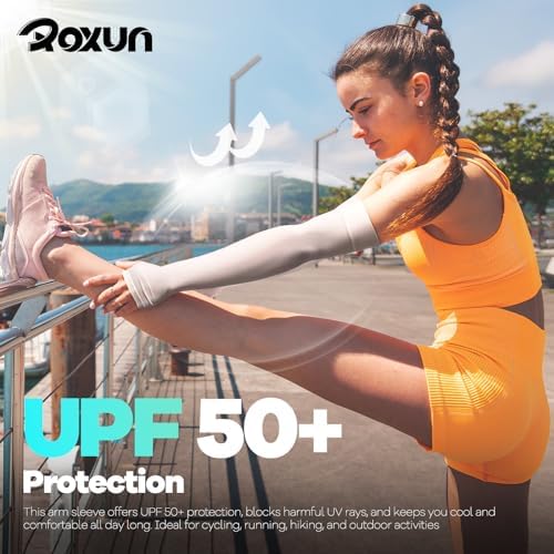Arm Sleeves with Thumb Hole, Cooling UV Sun Protection Compression Tattoo Cover Up for Men/Women