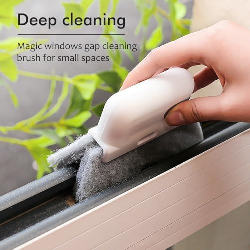 Window Cleaning Brush,Multifucation Groove Cleaning Brush for Household Use, 3 in 1 Window Sliding Door Track Cleaner, Sill, Tile Lines, Shutter, Car Vents, Keyboard, Small Spaces Clean Kit