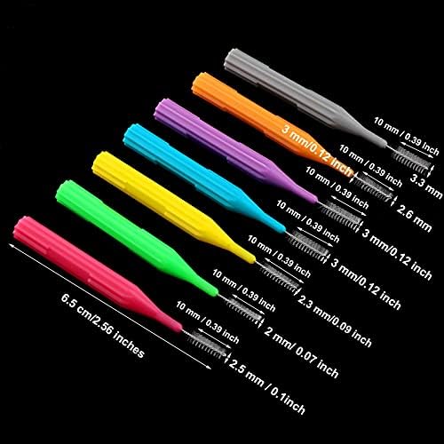 Patelai 100 Count Interdental Brush Set, Soft Braces Cleaner Picks with Cap, Multi Size Teeth Gap Cleaning Tool for Orthodontic Care Bridge Implant Travel Kit(Stylish Colors)