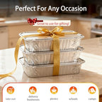 Aluminum Foil Pans with Lids - 2.25 LB Food Containers Disposable Tin Foil Meal Prep Containers with Lids, 50 Pans and 50 Cardboard Covers for Baking, Freezer & Food Storage, 8.5" X 6" (30 Pack)