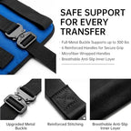 Transfer Sling, Upgraded with Metal Buckle, 6 Reinforced Straps with Hand Grips, Lift & Standing Aid for Caregivers, Elderly & Disabled, Transfer Belt for Home Use (Blue, Large)