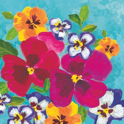 Paperproducts Design Pansy Power 3-Ply Beverage Napkins, 5-Inch, Multicolor, Pack of 20