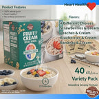 Wellsley Farms Fruit And Cream Instant Oatmeal 40 Pack Variety. (8x Banana, 12x Peach, 8x Blueberry, 12x Strawberry) Heart Healthy. No High Fructose Corn Syrup or Artificial Sweeteners.