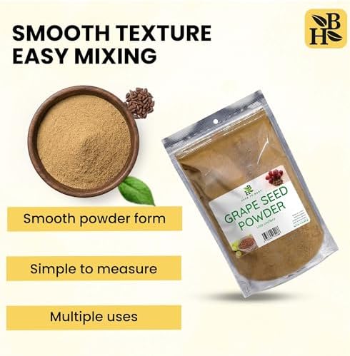 Herb To Body Grape Seed Powder - 4oz, Wildcrafted Vitis Vinifera, Grape Seeds Powder for Smoothies, Herbal Blends, Baking, and DIY Uses