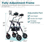 ELENKER All-Terrain Upright Rollator Walker, Stand Up Rolling Walker with 10’’Big PU Wheels and Adjustable Padded Armrests for Seniors from 4’8”to 6'4”, Purple