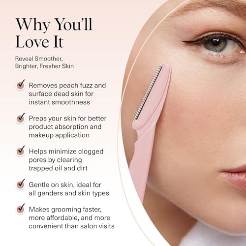 Kitsch Dermaplane Razor for Women Face – Face Razors for Women & Men, Eye Brow Razors & Face Shaver – Exfoliating Facial Razor & Dermaplaner as Skin Care Tool for Smoother Skin - Blush, 6 pcs