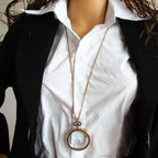 YYHSND 10X Magnifying Glass Necklace Magnifier Necklace Pendant Optical Magnifier with Chain Necklace for Library, Reading, Zooming and Jewelry (Color : Gold)
