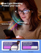 SKYWAY LED Reading Glasses with Lights Eyeglasses Lighted Magnifier Nighttime Blue Light Blocking for Women men