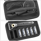 PAIYULE Travel Case Compatible with Gillette Heated Razor for Men, Starter Shave Kit Storage Holder for Blade Refills, Clipper Guards, Charging Dock and Accessories-Black(Box Only)