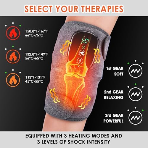 Cordless Knee Massager with Heat and Vibration, 3-in-1 Heating Pad for Knee, Shoulder, and Elbow, 5000mAh Battery, Portable Touchscreen Control for Pain Relief — Mother's Day & Father's Day