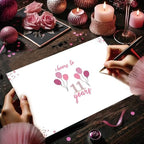 ICOOLYI 11 Year Old Girl Birthday Gifts, 11th Birthday Decorations for Girls, 11th Birthday Card, Celebration Ideas, Big Size, Rose Pink Gold