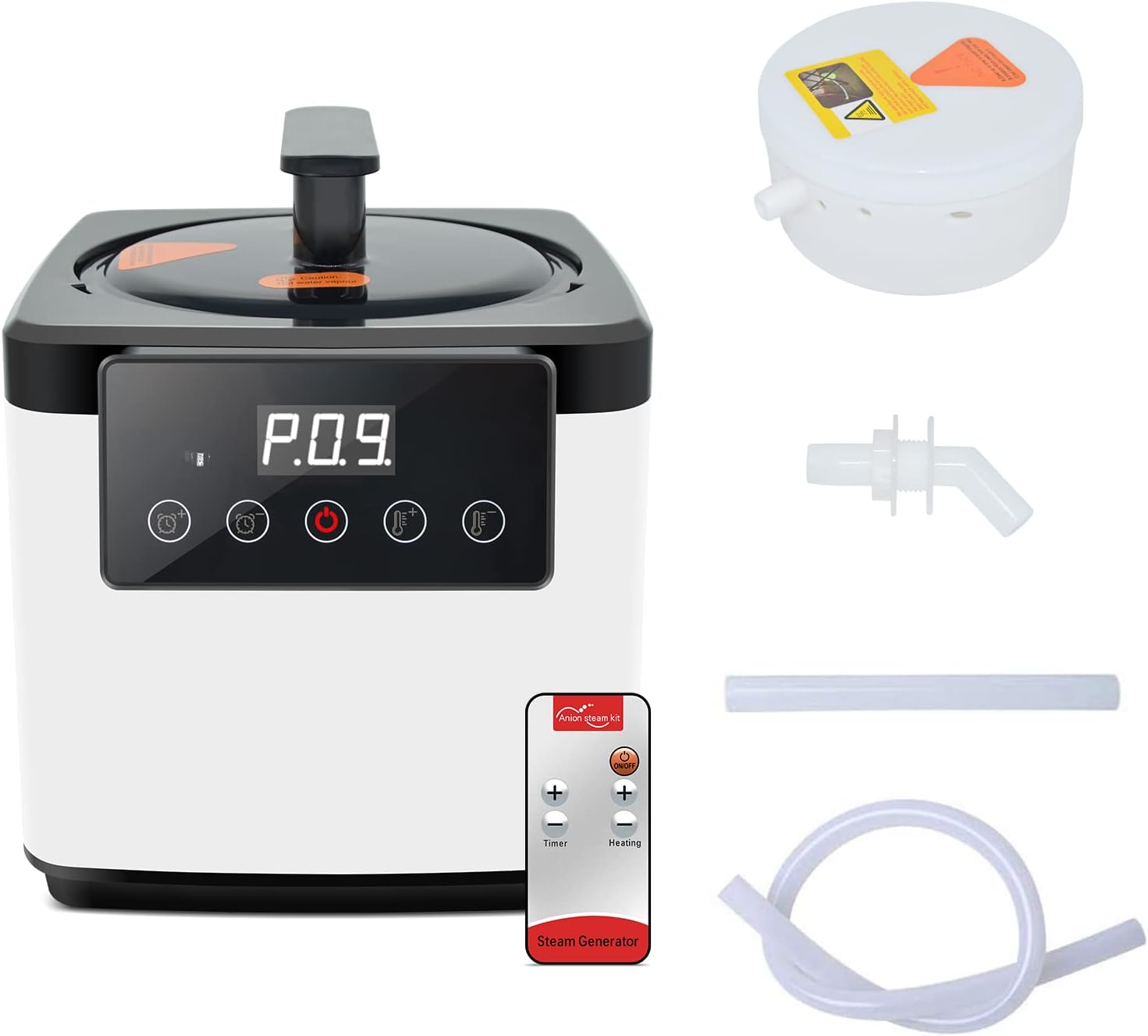 Smartmak Sauna Steamer Pot 2.6 L, Portable Steam Generator Set with Time & Tempreture Remote Control, 1000W Spa Machine with Herbal Box for Body Detox 110V US Plug
