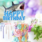 Blue Glitter Sea Creature Topper Cake Orca Shark Theme Decor Supplies Baby Shower Boys Girls Happy Birthday Party Decorations