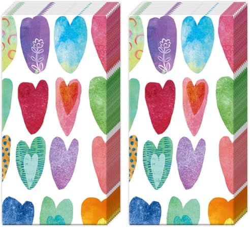 IHR Ideal Home Range Pocket Tissues 4-Ply Facial Tissue Pack, 10-Count, Rainbow Hearts, 2-Pack Only