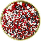 Dynastang Red & White & Black Sprinkles Mixed Style Edible Cake Decorations Cupcake Toppers Cookie Perfect for Cakes, Cupcakes, Desserts Toppings 3OZ