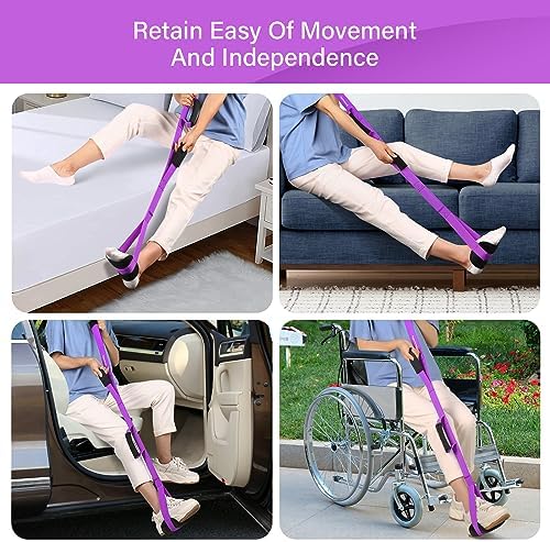 35 Inches Long Leg Lifter Strap with Padded Handgrips and Feet Loop,Rigid Leg Lifter Hip&Knee Replacement Surgery Recovery Kit,Foot Lifter Easily Get in and Out of Bed,Car,Wheelchair