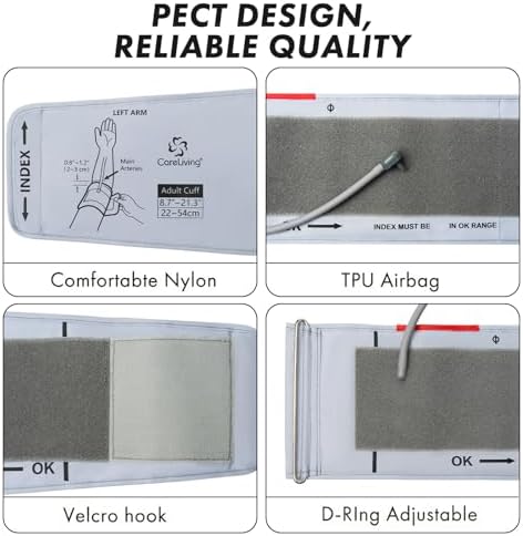 CareLiving Extra Large Blood Pressure Cuff, 8.7"-21.3" (22-54cm) Extra Large Cuff, Compatible with Most Brands BP Monitors, with 8 Connectors (BP Cuff Included Only)
