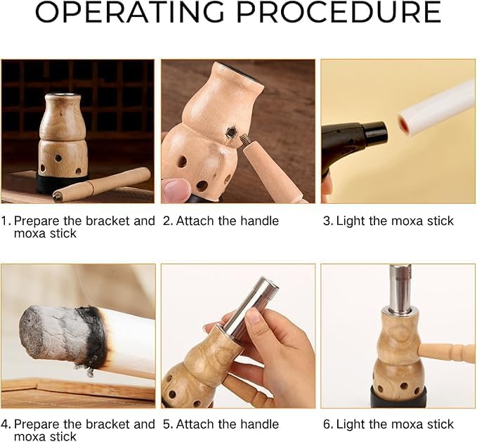 Moxa Stick Burner Holder, Wooden Moxa Strips Mugwort Moxibustion Keeper Box Acupoint Massage Tool for Moxibustion 葫芦灸 三伏天艾灸锤