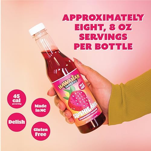 Hawaiian Shaved Ice Slushie Syrups - Strawberry Daiquiri Slushie Mix – Perfect for Slushies, 12 oz Bottle, Mix with water, lemonade, juice and more
